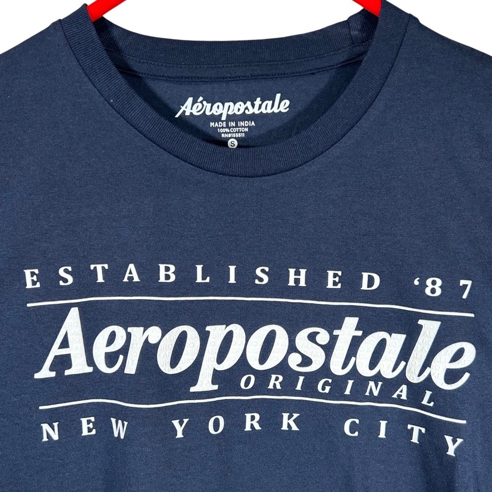 Aeropostale Mens Blue Crest Graphic T-Shirt NYC Established 87Sp Size Small New
